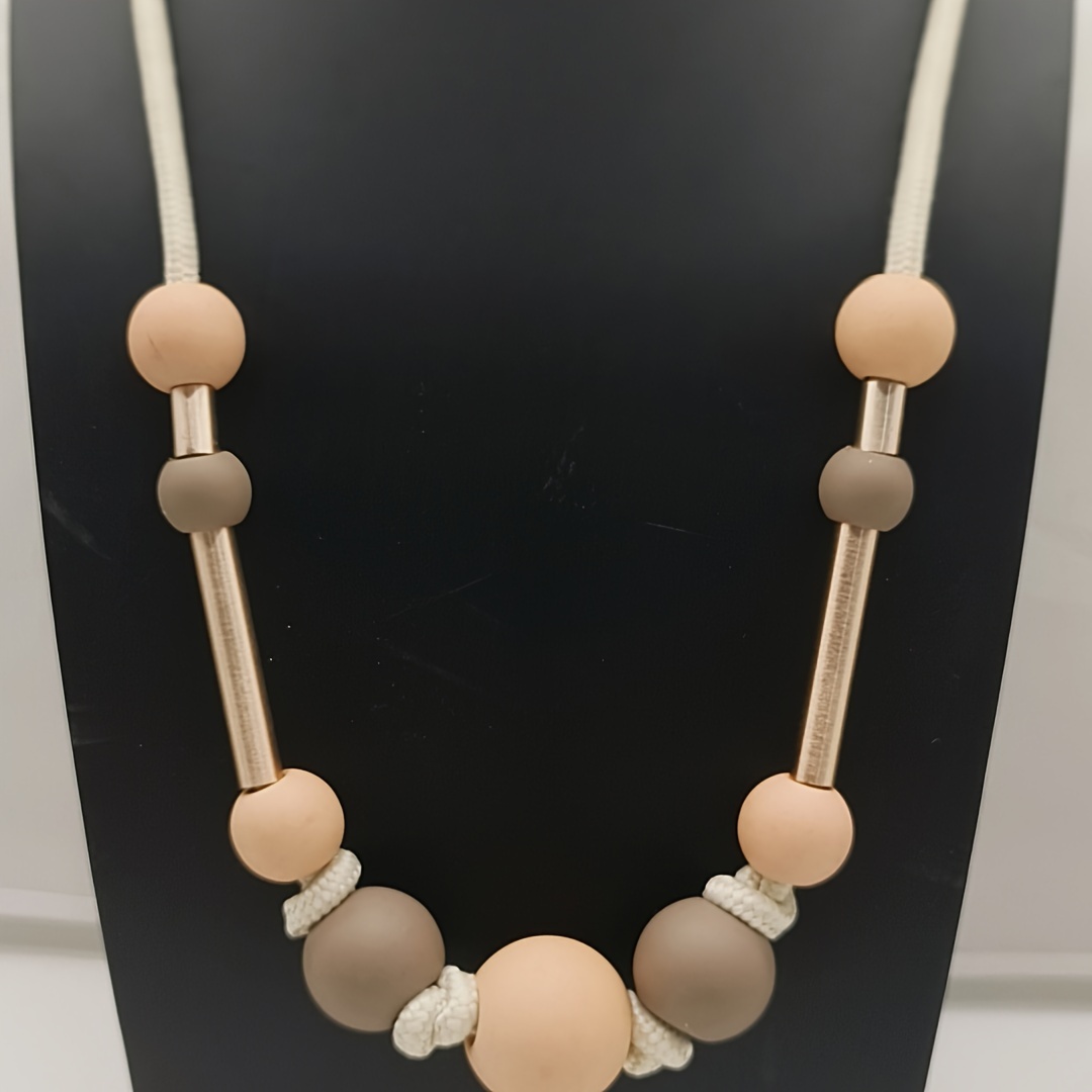 Boho Geometric Bead Necklace with Cord